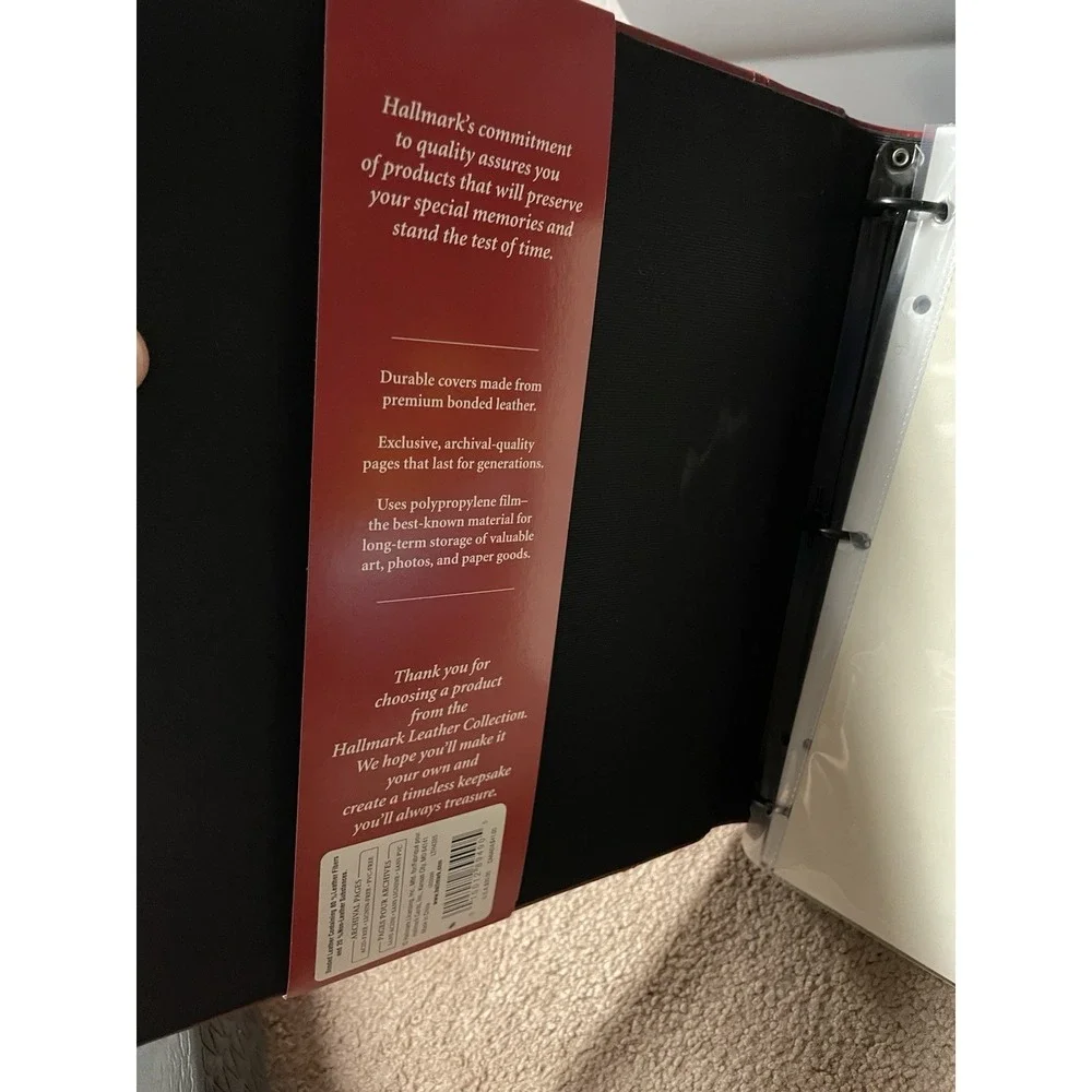Hallmark Leather Book 3 Ring Binder Album Archival Safe New Red Photo Keeper